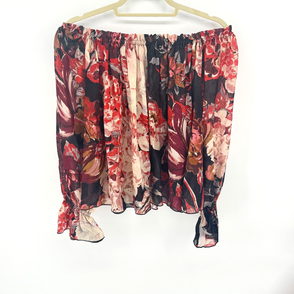 Elizabeth and James Top Medium Remi Floral Off Shoulder 100% Silk